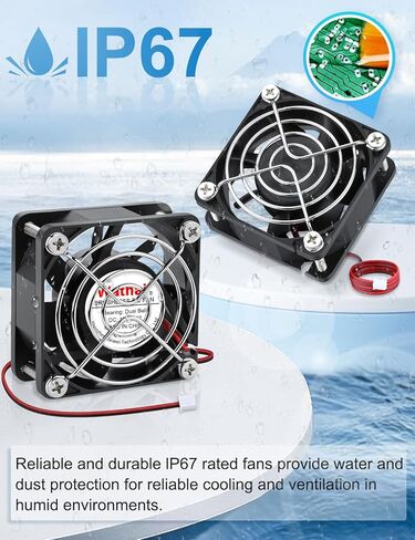 Wathai IP67 60mm x 25mm DC 12V Waterproof Small Fan Dual Ball High Speed with 2 Pin Splitter Speed Controller 36W 3A Adjustable Power Supply in Saudi Arabia