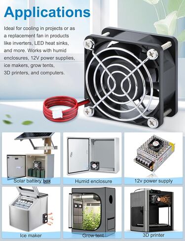 Wathai IP67 60mm x 25mm DC 12V Waterproof Small Fan Dual Ball High Speed with 2 Pin Splitter Speed Controller 36W 3A Adjustable Power Supply in Saudi Arabia