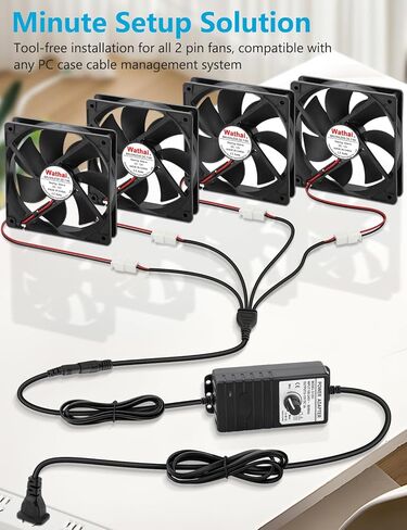 Wathai IP67 60mm x 25mm DC 12V Waterproof Small Fan Dual Ball High Speed with 2 Pin Splitter Speed Controller 36W 3A Adjustable Power Supply in Saudi Arabia