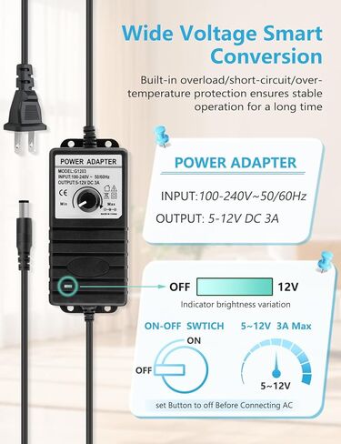 Wathai IP67 60mm x 25mm DC 12V Waterproof Small Fan Dual Ball High Speed with 2 Pin Splitter Speed Controller 36W 3A Adjustable Power Supply in Saudi Arabia