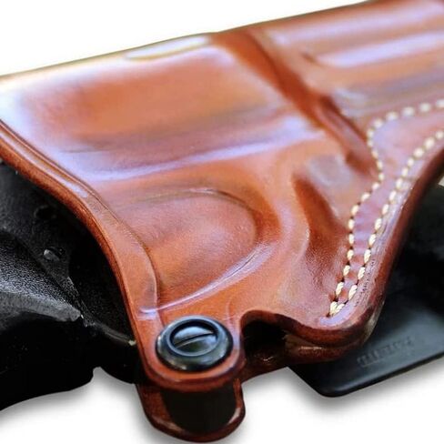 Masc Premium Leather OWB Paddle Holster مفتوح من الأعلى يناسب Taurus Defender 856 .38 Special 6-Shot 3 "برميل، رسم باليد اليمنى، بني #1603# in Saudi Arabia