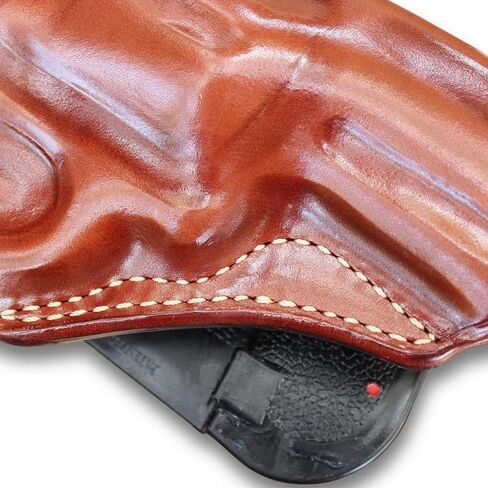 Masc Premium Leather OWB Paddle Holster مفتوح من الأعلى يناسب Taurus Defender 856 .38 Special 6-Shot 3 "برميل، رسم باليد اليمنى، بني #1603# in Saudi Arabia