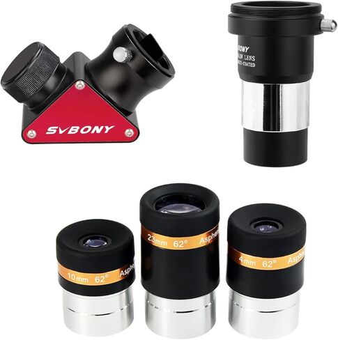 SVBONY Eyepieces 4mm Telescopes Lens and SVBONY 2X Barlow Lens, Wide Angle 62 Degree Aspheric Eyepiece Bundle with SV188P Dielectric Mirror Star Diagonal, 90 Degree for Astronomical Visual in Saudi Arabia
