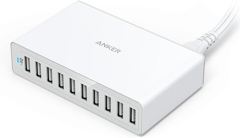 Anker 60W 10-Port USB Wall Charger, PowerPort 10 for iPhone Xs/XS Max/XR/X/8/7/6s/Plus, iPad Pro/Air 2/Mini, Galaxy S9/S8/S7/Plus/Edge, Note 8/7, LG, Nexus, HTC and More in Saudi Arabia
