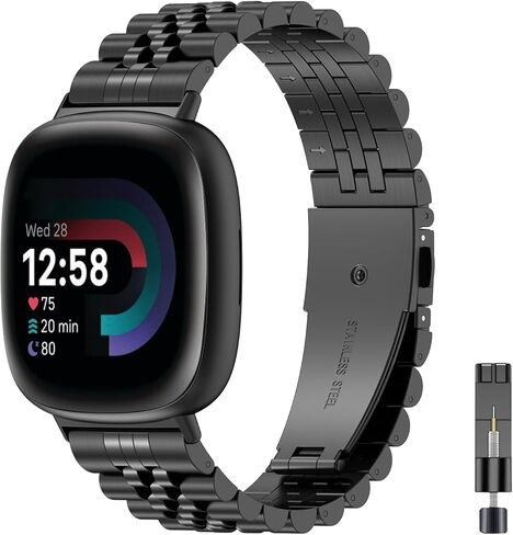 أحزمة ساعة معدنية EZMVZKU لـ Fitbit Versa 4/Sense 2/Versa 3/Sense حزام بديل من الفولاذ المقاوم للصدأ لسوار معصم Versa 3/Versa 4 للرجال والنساء in Kuwait