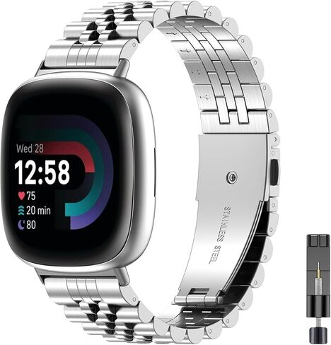 أحزمة ساعة معدنية EZMVZKU لـ Fitbit Versa 4/Sense 2/Versa 3/Sense حزام بديل من الفولاذ المقاوم للصدأ لسوار معصم Versa 3/Versa 4 للرجال والنساء in Kuwait