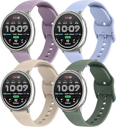 4 عبوات من AK متوافقة مع Amazfit Active 2 / Active Watch Band للنساء والرجال، حزام بديل ناعم لـ Amazfit GTS 4 3 2 2e/GTS 4 2 Mini/GTR mini/Bip 3/3 Pro/Bip U Pro/Bip S Lite in Saudi Arabia