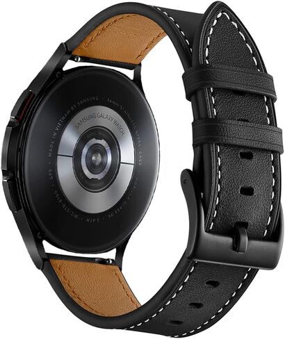 سوار جلدي لساعة Galaxy Watch 7/6 Classic 47mm 43mm/5 Pro 45mm، حزام ساعة 20 مم متوافق مع Samsung Galaxy Watch FE/7/6/5/4 40mm 44mm/4 Classic 46mm Band in Saudi Arabia
