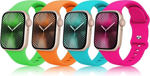 4 Pack Sport Silicone Band Compatible with Apple Watch Bands 40mm 38mm 41mm 44mm 45mm 42mm 49mm Soft Wristband Women Men Replacement Strap for iWatch Series 11 10 9 8 7 6 5 4 Ultra SE 3 2 1 in Saudi Arabia