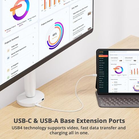ذراع شاشة حامل SIIG فردي 40 بوصة فائق العرض 3 شرائح، مع منافذ USB-C/USB-A - أبيض - يناسب الشاشات مقاس 17-40 بوصة - ما يصل إلى 24.2 رطل، لوحة VESA 75/100/200 (CE-MT5D11-S1) in Kuwait