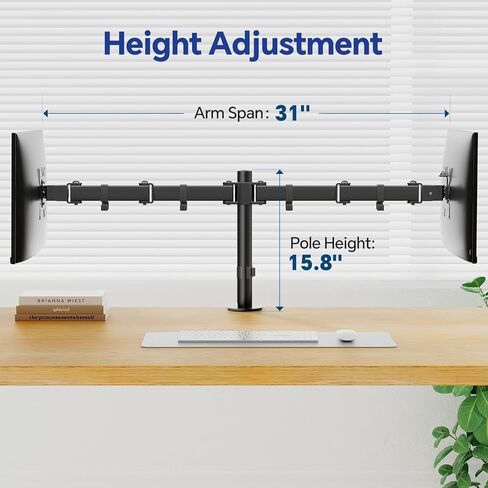 Simple Trending Dual Monitor Stand, Monitor Arm, Heavy Duty Adjustable Monitor Desk Mount for 2 Screens up to 27 Inches, (Black) in Saudi Arabia