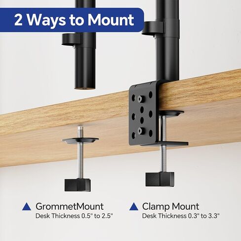Simple Trending Dual Monitor Stand, Monitor Arm, Heavy Duty Adjustable Monitor Desk Mount for 2 Screens up to 27 Inches, (Black) in Saudi Arabia