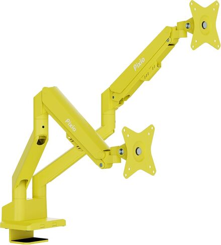 حامل ذراع للشاشة المزدوجة Pixio PS1D Wave Yellow - يناسب شاشات يصل حجمها إلى 32 بوصة وما يصل إلى 19.8 رطلًا. توافق VESA وإدارة الكابلات المتكاملة in Kuwait