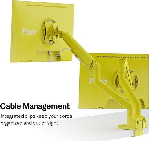 Pixio PS1D Wave Yellow Dual Monitor Arm Stand Desk Mount - Fits up to 32 inches Monitors and up to 19.8lbs. VESA Compatibility and Integrated Cable Management in Saudi Arabia