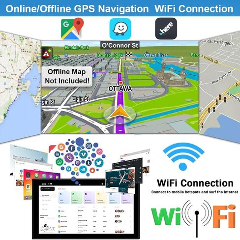 4+64G Car Radio Stereo for Toyota Tundra 2007 2008 2009 2010 2011 2012 2013 Toyota Sequoia 2008-2019, WiFi CarPlay Android Auto GPS Navi Touchscreen Volume Knob Fit OEM Backup Camera SWC JBL in Kuwait