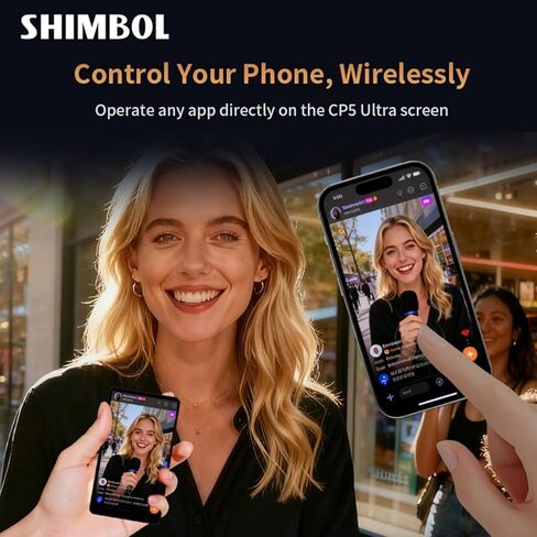 شاشة هاتف CP5 Ultra Pink 5 بوصات FHD تعمل باللمس لاسلكية لمدونة فيديو سيلفي | تحكم عكسي لهاتف iPhone17/16/15/14/13/Pro/Pro Max/Plus | مشبك مغناطيسي، مكبر صوت مدمج، متوافق مع Android in Kuwait