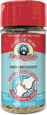 Charlee Bear Necessities Freeze Dried Dog Food Topper, Hip and Joint Support, Grain Free, High Protein, Limited Ingredient Meal Toppers for Dogs, Salmon and Whitefish Recipe, 1 Ounce in Kuwait