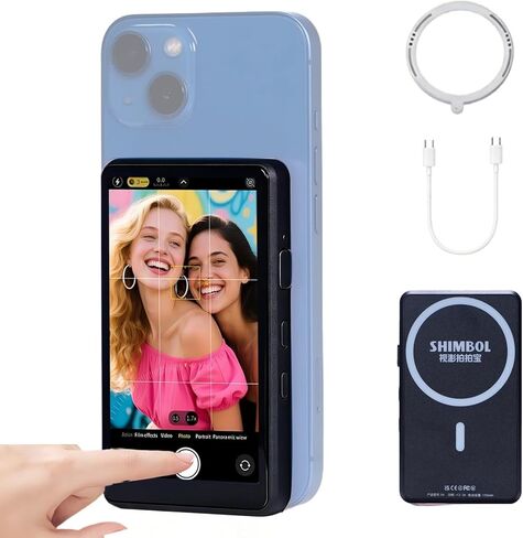 شاشة هاتف CP5 Ultra Pink 5 بوصات FHD تعمل باللمس لاسلكية لمدونة فيديو سيلفي | تحكم عكسي لهاتف iPhone17/16/15/14/13/Pro/Pro Max/Plus | مشبك مغناطيسي، مكبر صوت مدمج، متوافق مع Android in Kuwait