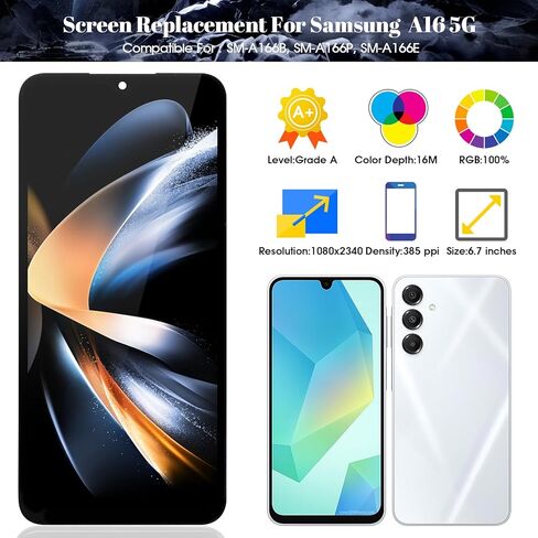 for Samsung Galaxy A16 5G LCD Screen Replacement for Samsung Galaxy A16 5G SM-A166B SM-A166P SM-A166E Display Touch Digitizer Assembly Repair Kits with Frame(Black, Not fit for 4G) in Saudi Arabia