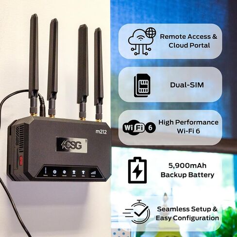 CSG m212 4G LTE Cat12 بوابة خلوية راوتر للأعمال أو المنزل | ثنائي النطاق واي فاي 6 | ثنائي الشريحة | بطارية احتياطية لمدة 8 ساعات للسفر | متوافق مع شبكة فيريزون | الإنترنت الريفية المحمولة in Kuwait