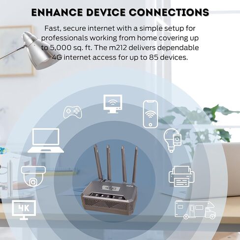 CSG m212 4G LTE Cat12 بوابة خلوية راوتر للأعمال أو المنزل | ثنائي النطاق واي فاي 6 | ثنائي الشريحة | بطارية احتياطية لمدة 8 ساعات للسفر | متوافق مع شبكة فيريزون | الإنترنت الريفية المحمولة in Kuwait