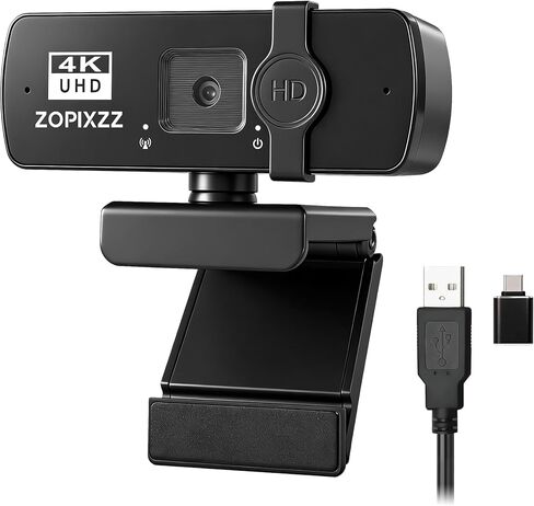 4K Webcam for PC Ultra HD Web Camera with Microphone, PDAF Autofocus,Privacy Cover,USB A & USB C Adapter, Plug & Play,Ideal for Business Meetings&Live Streaming in Saudi Arabia