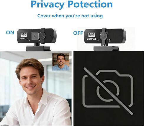 4K Webcam for PC Ultra HD Web Camera with Microphone, PDAF Autofocus,Privacy Cover,USB A & USB C Adapter, Plug & Play,Ideal for Business Meetings&Live Streaming in Saudi Arabia