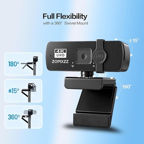 4K Webcam for PC Ultra HD Web Camera with Microphone, PDAF Autofocus,Privacy Cover,USB A & USB C Adapter, Plug & Play,Ideal for Business Meetings&Live Streaming in Saudi Arabia