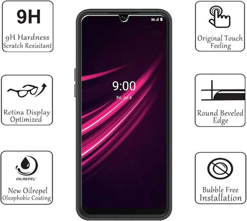 واقيات شاشة T-Mobile Revvl V+ 5G (3 عبوات)، طبقة من الزجاج المقوى 9H لـ T-Mobile Revvl V Plus 5G واقيات شاشة زجاجية مضادة للخدش وبصمات الأصابع بدون فقاعات فائقة الوضوح 99.99% in Kuwait