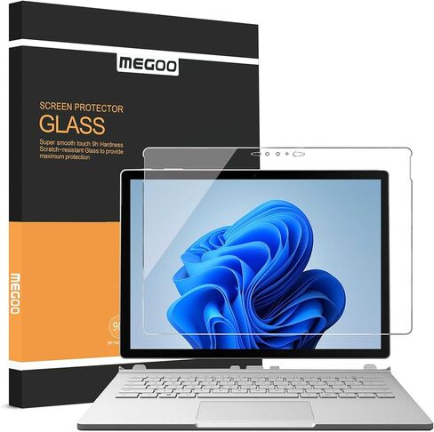 Megoo [واقي شاشة من الزجاج المقوى مكون من عبوتين Surface Book 3 مقاس 13.5 بوصة - ملاءمة مخصصة دقيقة، حماية عالية، تصميم أنيق، لمسة حريرية ناعمة (لـ Surface Book 3) in Kuwait