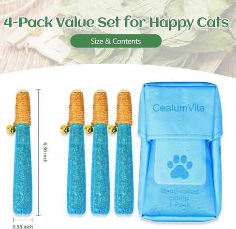 4 Pack Hand-Rolled Catnip Sticks with Chew Rope & Bell -Shaped Cat Toys for Indoor Cats and Kicker Toys, Teething Chew and Play Fun (Pink) in Saudi Arabia