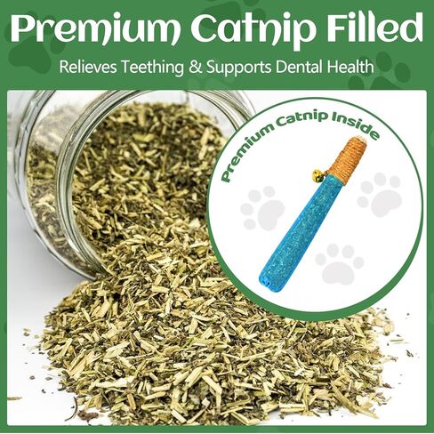 4 Pack Hand-Rolled Catnip Sticks with Chew Rope & Bell -Shaped Cat Toys for Indoor Cats and Kicker Toys, Teething Chew and Play Fun (Pink) in Saudi Arabia