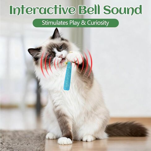 4 Pack Hand-Rolled Catnip Sticks with Chew Rope & Bell -Shaped Cat Toys for Indoor Cats and Kicker Toys, Teething Chew and Play Fun (Pink) in Saudi Arabia