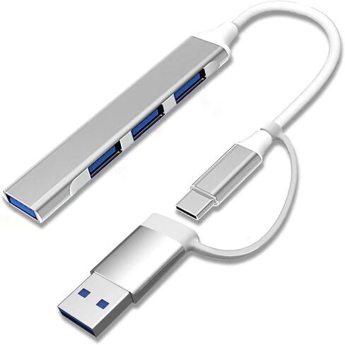 USB Hub 4-Port, USB-A Splitter Adapter for Mouse, Keyboard, Flash Drive, External Hard Drive, Printer, and More, Compact Multi-Port USB Expander for Laptop, Desktop, and Gaming Console in Saudi Arabia