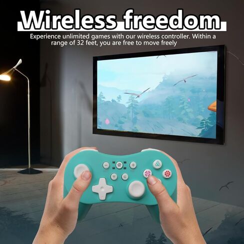 وحدة تحكم Icelily Green اللاسلكية الاحترافية لأجهزة Nintendo Switch/Switch Lite/Switch OLED وأجهزة الكمبيوتر التي تعمل بنظام Windows - نطاق 32 قدمًا، توربو تلقائي/يدوي، اهتزاز مزدوج ثلاثي المستويات، لوحة تحكم التوصيل والتشغيل in Saudi Arabia