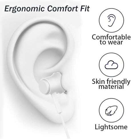 2 Pack Wired Earbuds with Microphone, HiFi Stereo, Deep Bass Headphones, Noise Cancelling & Volume Control, Compatible with All 3.5mm Jack Devices (Black+White) in Kuwait