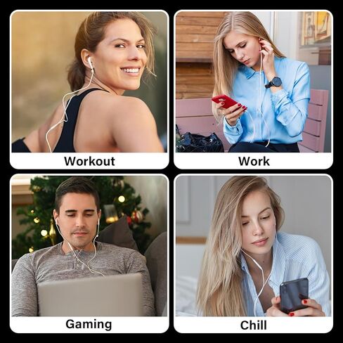 2 Pack Wired Earbuds with Microphone, HiFi Stereo, Deep Bass Headphones, Noise Cancelling & Volume Control, Compatible with All 3.5mm Jack Devices (Black+White) in Kuwait