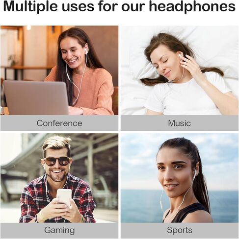 2 Pack Wired Earbuds with Microphone, HiFi Stereo, Deep Bass Headphones, Noise Cancelling & Volume Control, Compatible with All 3.5mm Jack Devices (Black+White) in Kuwait