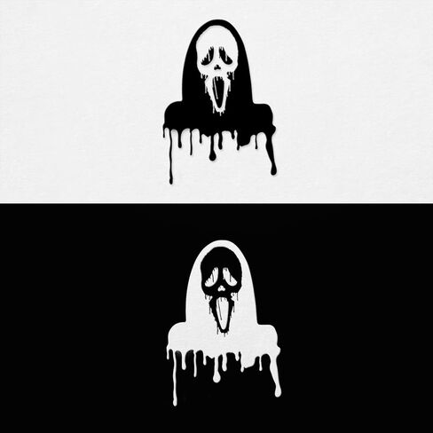 (2 Pcs, 3.5'' x 6.8'', 1 Black, 1 White) â€“ No Background â€“ Durable and Waterproof of Ghostface, Scream Car Decal, Horror Movie Sticker Decal for Laptops, Water Bottles, Cars, Trucks, Wall Ideal Gi in Saudi Arabia