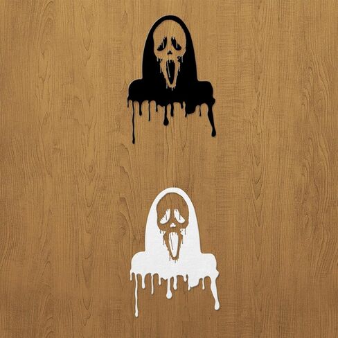 (2 Pcs, 3.5'' x 6.8'', 1 Black, 1 White) â€“ No Background â€“ Durable and Waterproof of Ghostface, Scream Car Decal, Horror Movie Sticker Decal for Laptops, Water Bottles, Cars, Trucks, Wall Ideal Gi in Saudi Arabia