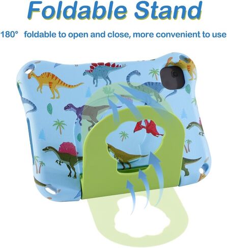 جراب Dinosaur REVVL Tab 2 5G 2025 مقاس 10.1 بوصة للأطفال الأولاد خفيف الوزن من مادة EVA مناسب للأطفال مع مقبض ومسند للأطفال وغطاء كامل مقاوم للصدمات هدية للأولاد (KL) in Kuwait