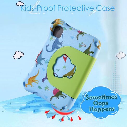 جراب Dinosaur REVVL Tab 2 5G 2025 مقاس 10.1 بوصة للأطفال الأولاد خفيف الوزن من مادة EVA مناسب للأطفال مع مقبض ومسند للأطفال وغطاء كامل مقاوم للصدمات هدية للأولاد (KL) in Kuwait