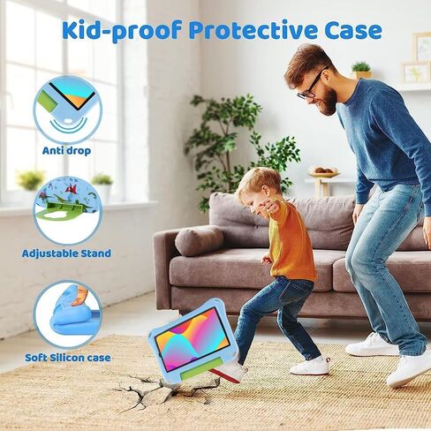 جراب Dinosaur REVVL Tab 2 5G 2025 مقاس 10.1 بوصة للأطفال الأولاد خفيف الوزن من مادة EVA مناسب للأطفال مع مقبض ومسند للأطفال وغطاء كامل مقاوم للصدمات هدية للأولاد (KL) in Kuwait