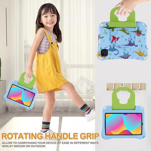 جراب Dinosaur REVVL Tab 2 5G 2025 مقاس 10.1 بوصة للأطفال الأولاد خفيف الوزن من مادة EVA مناسب للأطفال مع مقبض ومسند للأطفال وغطاء كامل مقاوم للصدمات هدية للأولاد (KL) in Kuwait