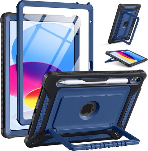 حافظة Akkerds لجهاز iPad A16 الجيل الحادي عشر 11 بوصة 2025 - حافظة iPad الجيل العاشر 10.9 بوصة 2022 مع حامل قلم رصاص - واقي شاشة ومسند - غطاء حماية متين شديد التحمل - أسود in Saudi Arabia