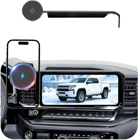 حامل هاتف لسيارة Chevy Silverado 1500/2500/3500 (2022-2025 2026، شاشة 13.4 بوصة)/GMC Sierra، حامل سيارة MagSafe، شاحن لاسلكي مغناطيسي 15 وات، دوران 360 درجة، بدون استخدام اليدين، ملحقات السيارة الداخلية، 2023 2024 in Kuwait