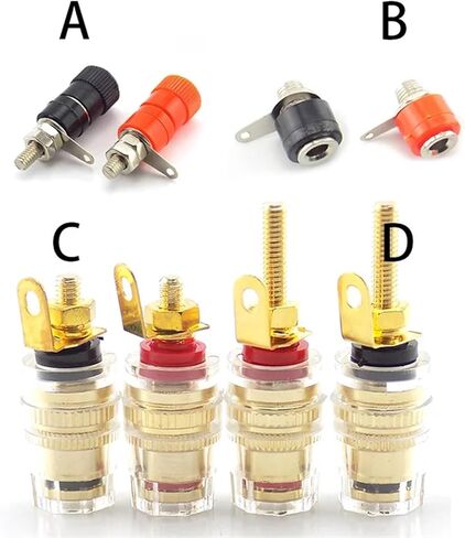 4MM RED Black Banana Socket Jack Connector red Black Thread Medium Amplifier Speaker Spade Terminal Binding Post Audio(D 1 red 1black) in Saudi Arabia