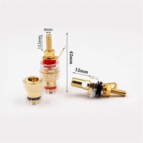 4MM RED Black Banana Socket Jack Connector red Black Thread Medium Amplifier Speaker Spade Terminal Binding Post Audio(D 1 red 1black) in Saudi Arabia