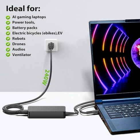 48V 5A 240W USB C GaN PD3.1 36V 5A 180W مزود طاقة مع كابل USB- C قابل للفصل لجهاز NVIDIA DGX Spark/Asus Ascent GX10 Desktop AI Computer، إطار كمبيوتر محمول 16 (2025)، Thunderbolt 5 AI PC Gaming in Saudi Arabia
