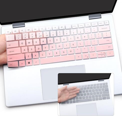 قطعتان من غطاء لوحة المفاتيح لجهاز 2025 2024 New Dell Inspiron 14 5440 5441 5445 7440 7441 7445 & Inspiron 16 7640، Inspiron Plus 14 7441 7440 & Plus 16 7640 كمبيوتر محمول بتصميم أمريكي - وردي + شفاف in Kuwait